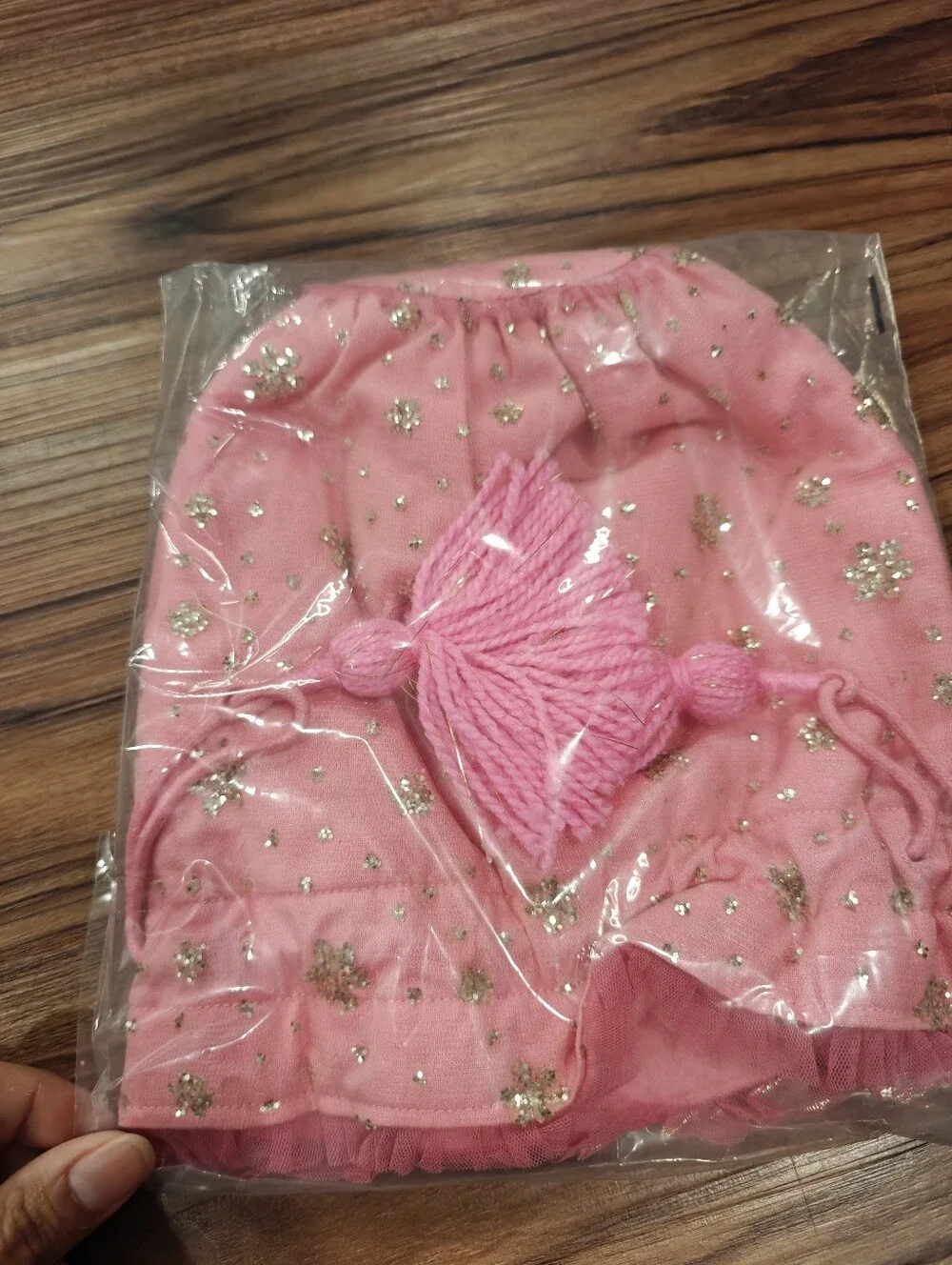 Free People Hot Pink Beaded Tassel Drawstring Gift Bag